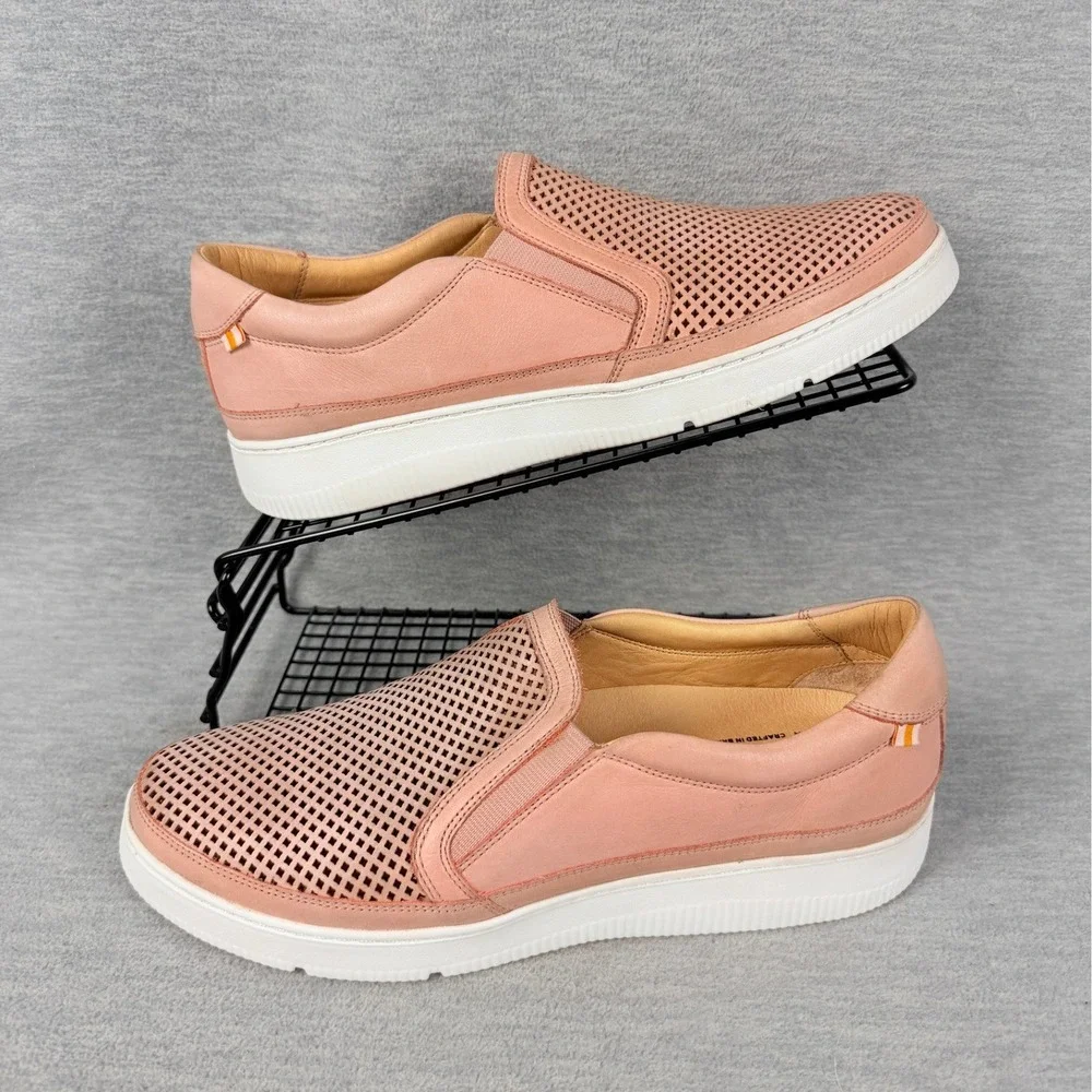 Samuel Hubbard Laguna Slip-On Sneakers Womens 10M Pink Rose Leather Perforated